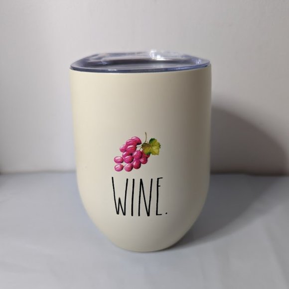 Rae Dunn Wine Stainless Steel Insulated Wine Tumbler Beige 12 Oz - Picture 1 of 5